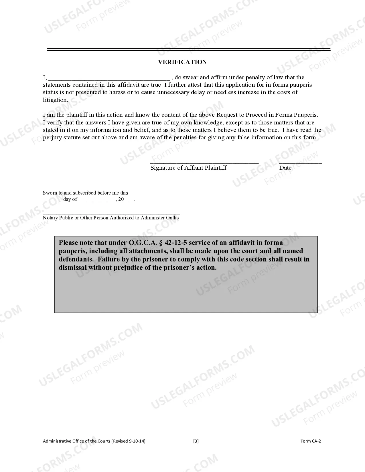 Preview Request to Proceed in Forma Pauperis - Civil