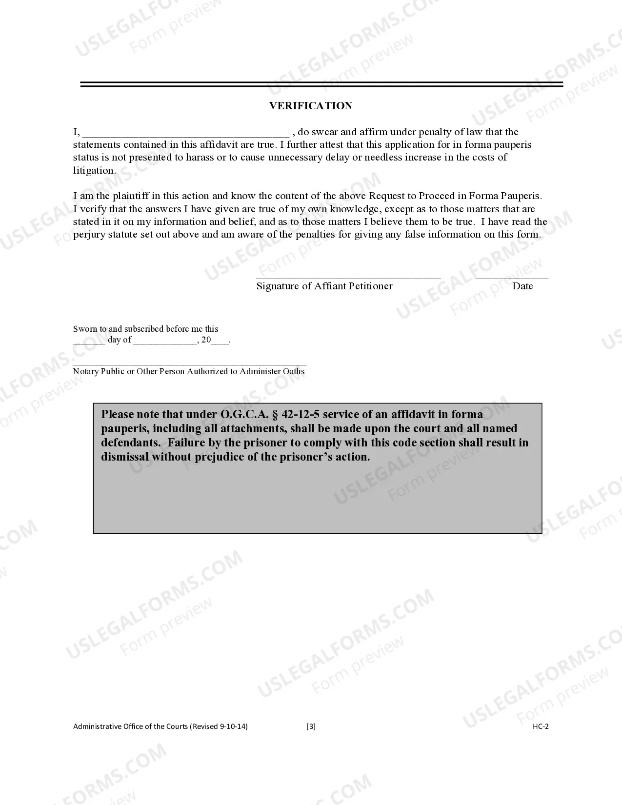 Preview Request to Proceed in Forma Pauperis - Habeas Corpus