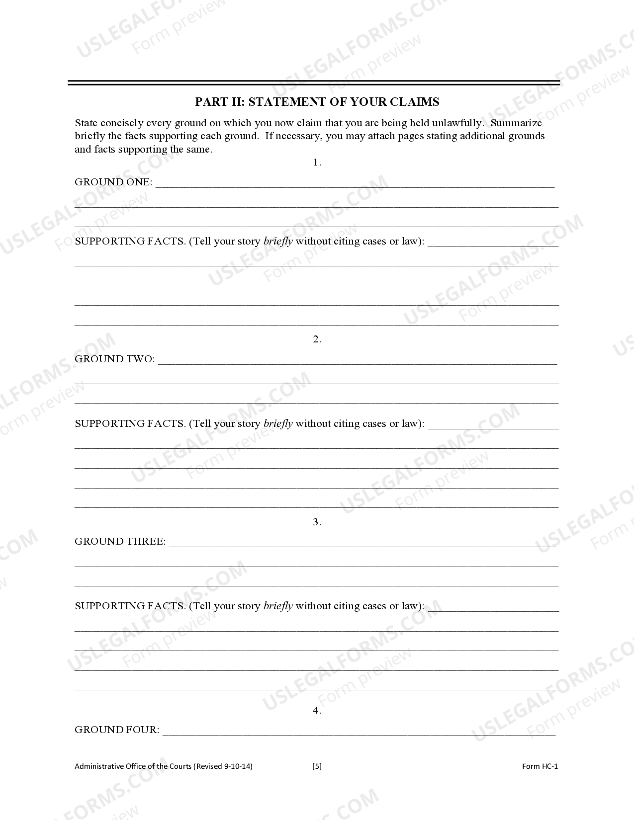 Writ of Habeas Corpus Application US Legal Forms