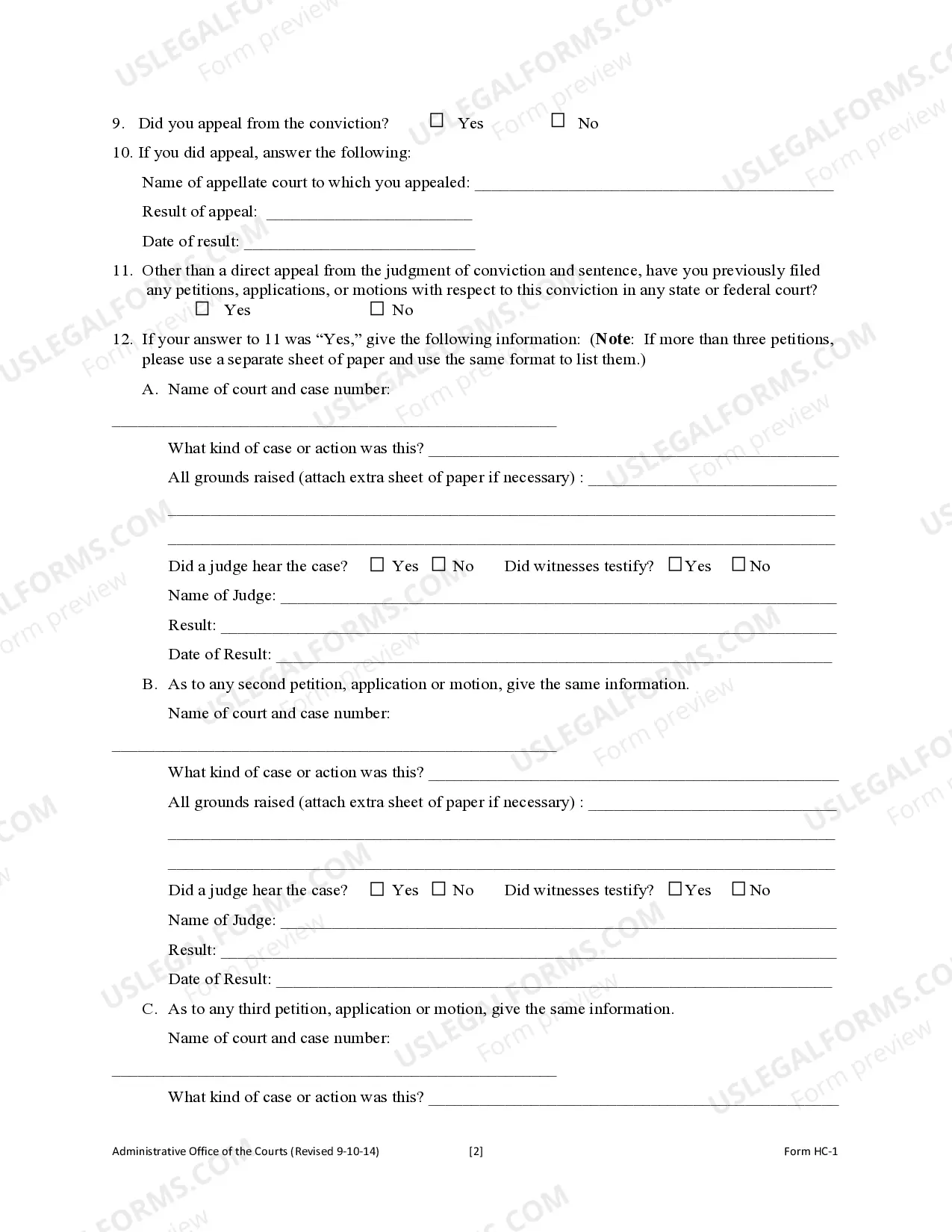 Preview Writ of Habeas Corpus Application