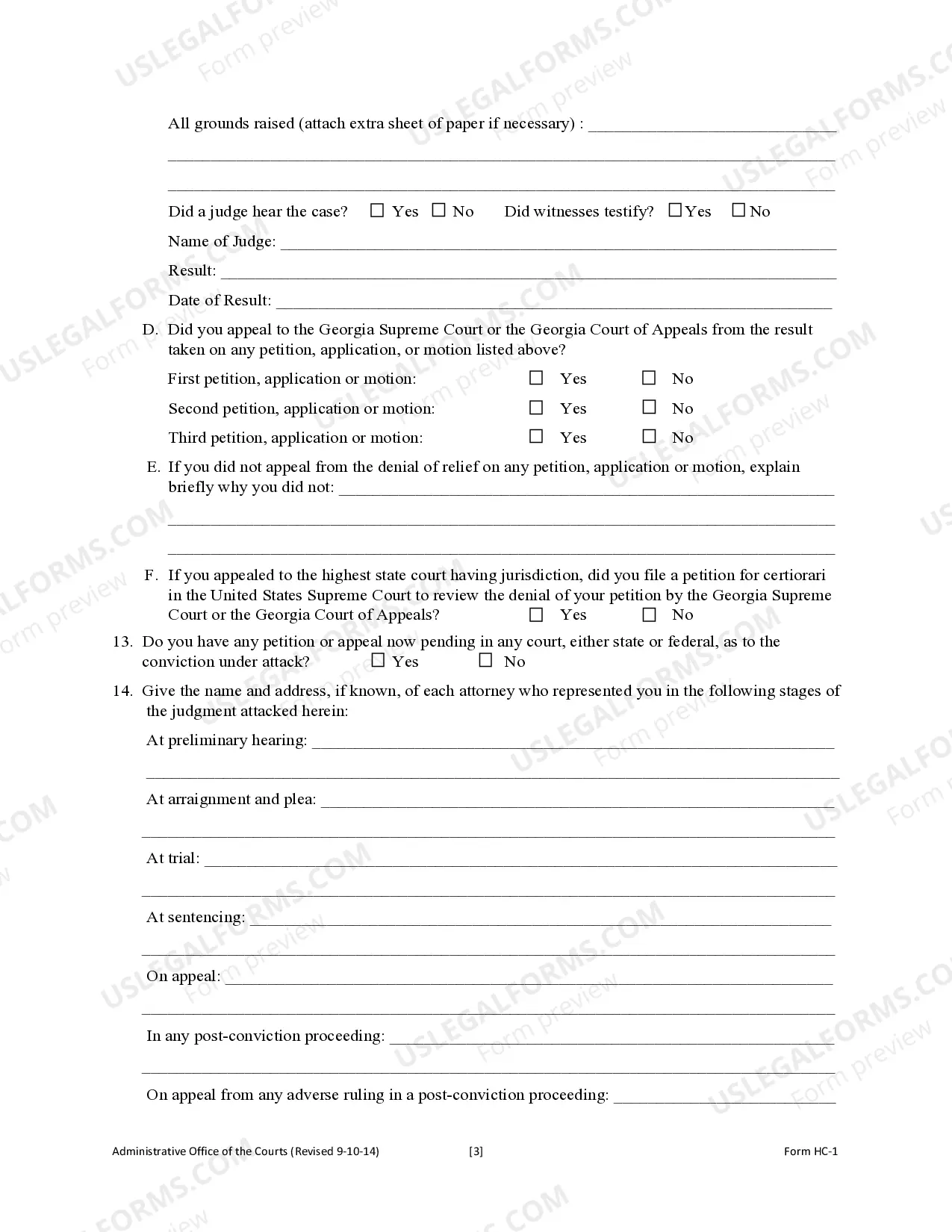 Preview Writ of Habeas Corpus Application