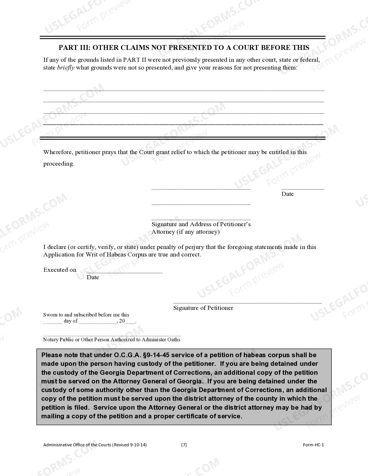 Preview Writ of Habeas Corpus Application