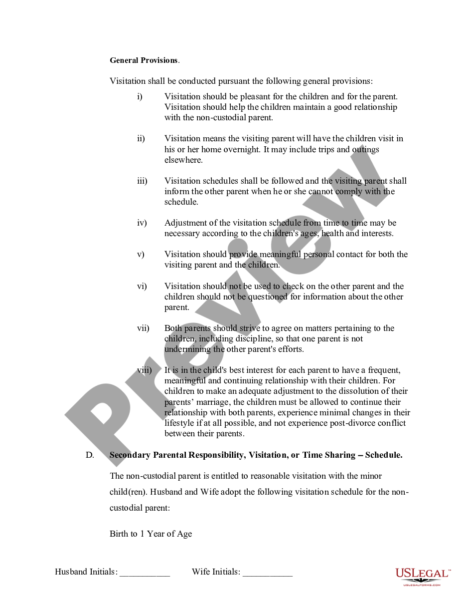 page 8 Marital Legal Separation and Property Settlement Agreement Minor Children no Joint Property or Debts where Divorce Action Filed preview