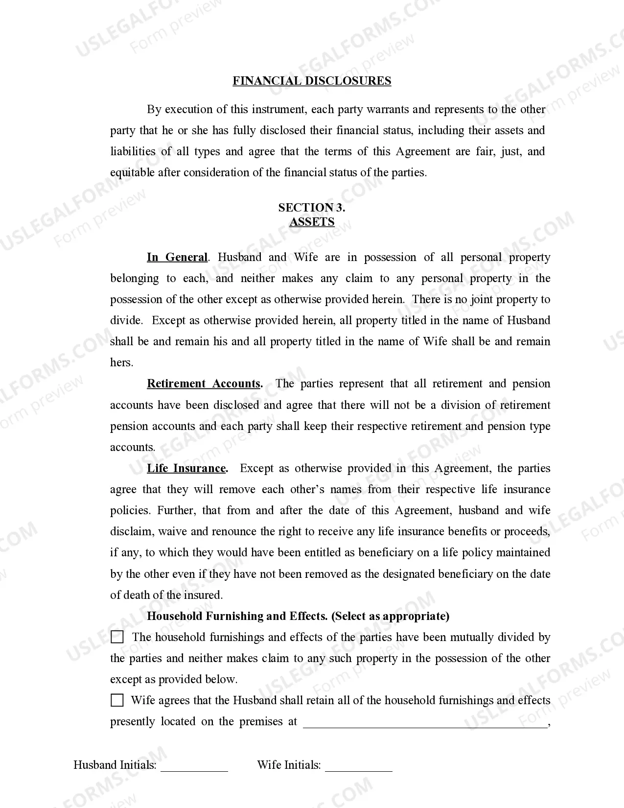 Preview Marital Legal Separation and Property Settlement Agreement Minor Children no Joint Property or Debts where Divorce Action Filed
