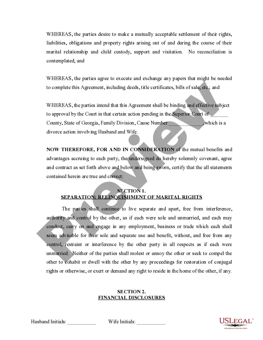 Preview Marital Legal Separation and Property Settlement Agreement Minor Children Parties May have Joint Property or Debts where Divorce Action Filed