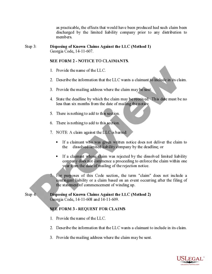 Get Georgia Dissolution Package to Dissolve Limited Liability Company LLC Preview Georgia Dissolution Package to Dissolve Limited Liability Company LLC