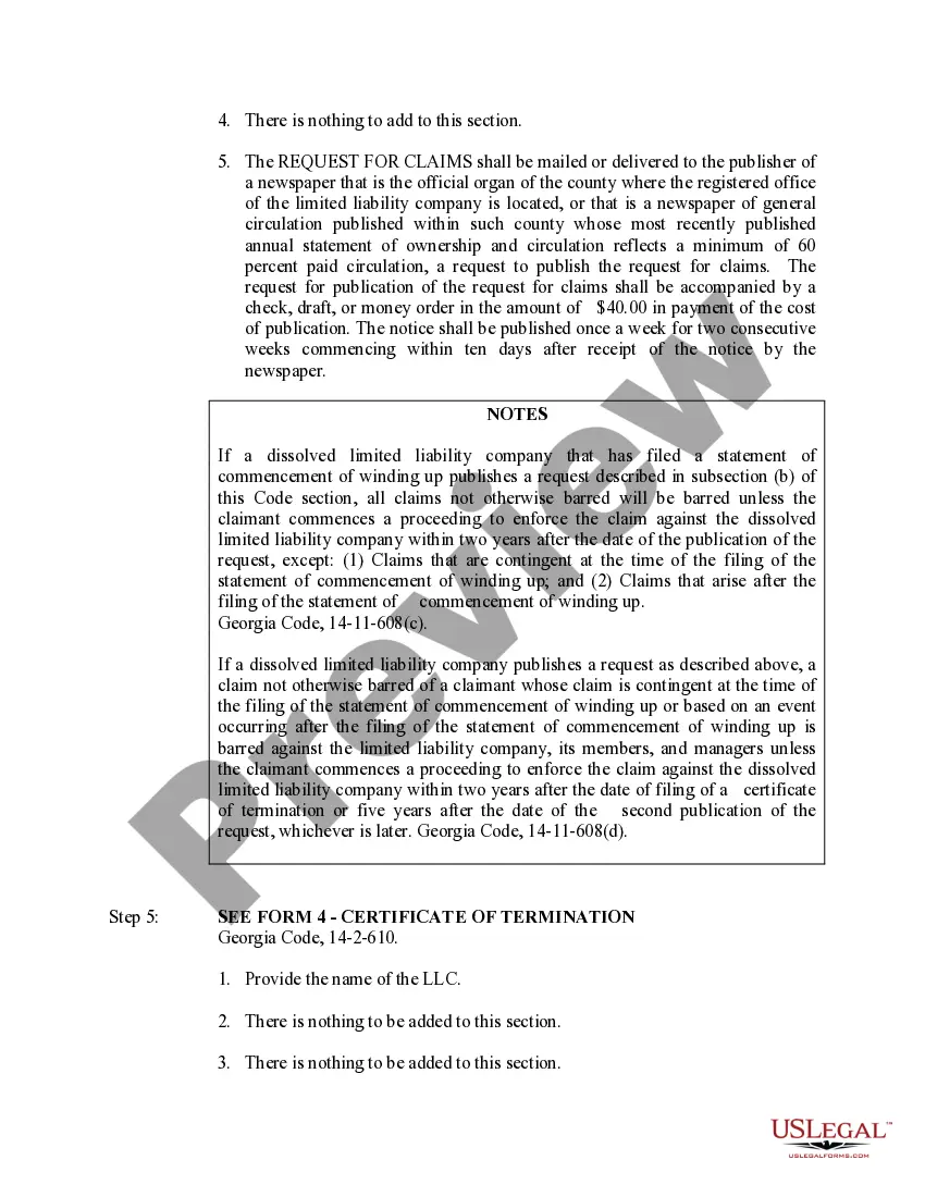 Get Georgia Dissolution Package to Dissolve Limited Liability Company LLC Preview Georgia Dissolution Package to Dissolve Limited Liability Company LLC