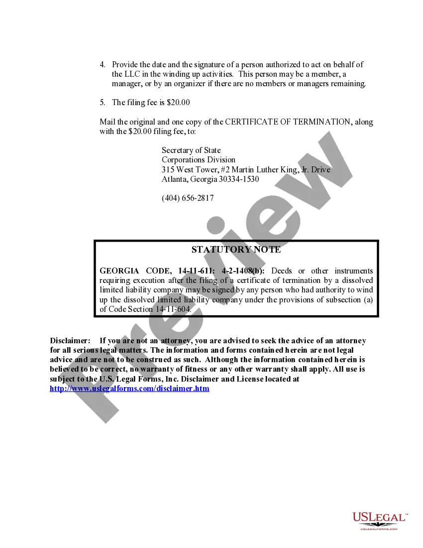 Get Georgia Dissolution Package to Dissolve Limited Liability Company LLC Preview Georgia Dissolution Package to Dissolve Limited Liability Company LLC