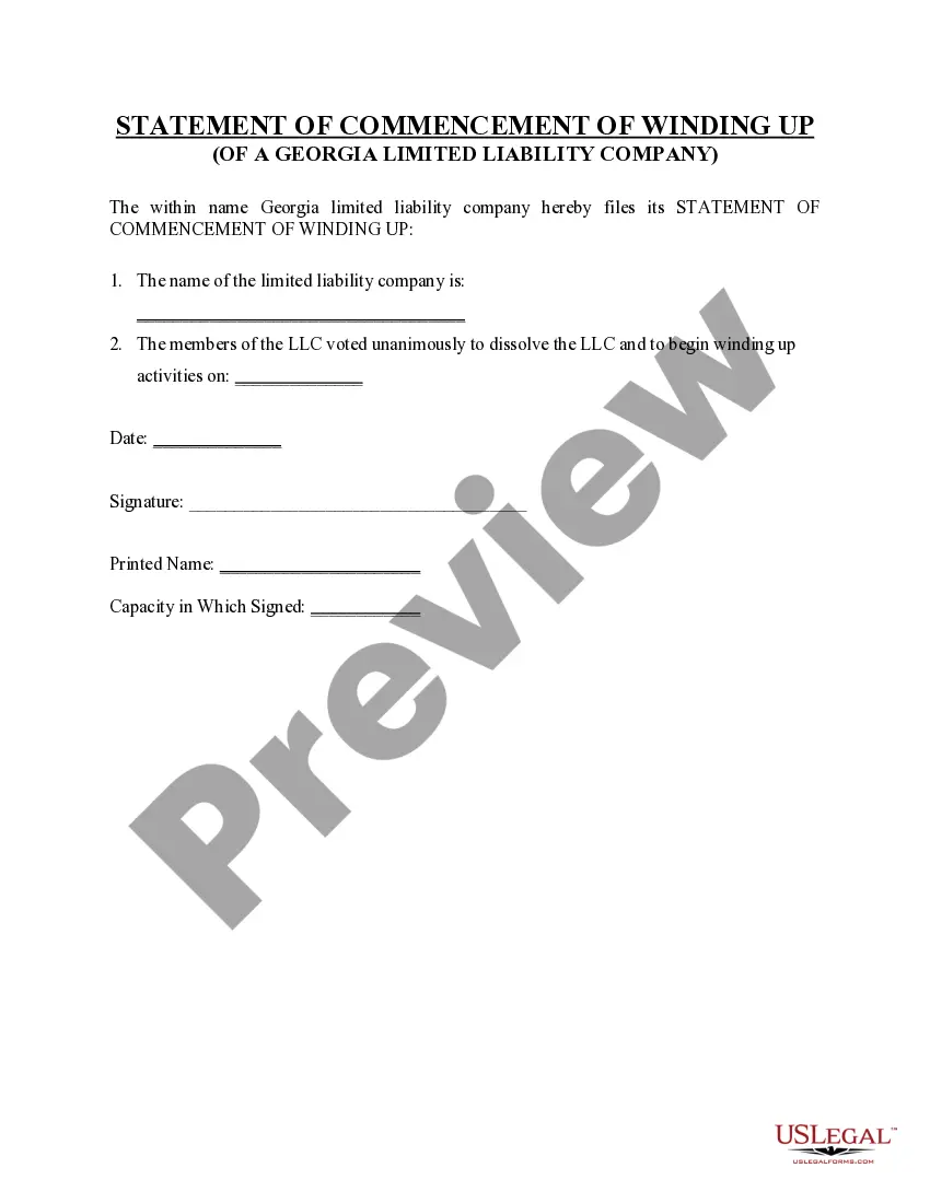 Get Georgia Dissolution Package to Dissolve Limited Liability Company LLC Preview Georgia Dissolution Package to Dissolve Limited Liability Company LLC