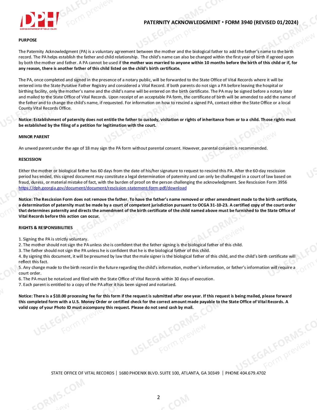 Preview Paternity Acknowledgment