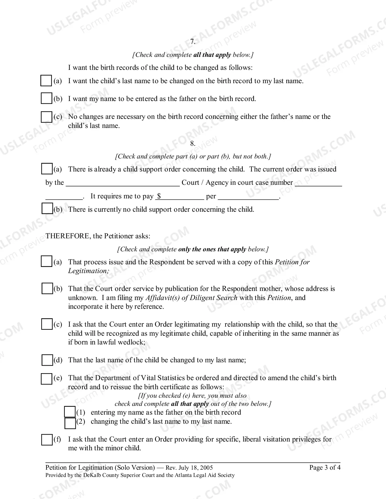 Preview Petition for Legitimation