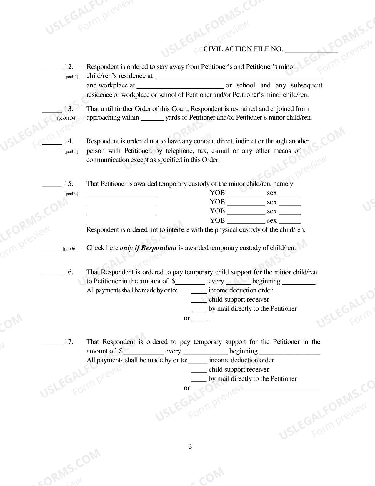 Preview Family Violence Ex Parte Protective Order