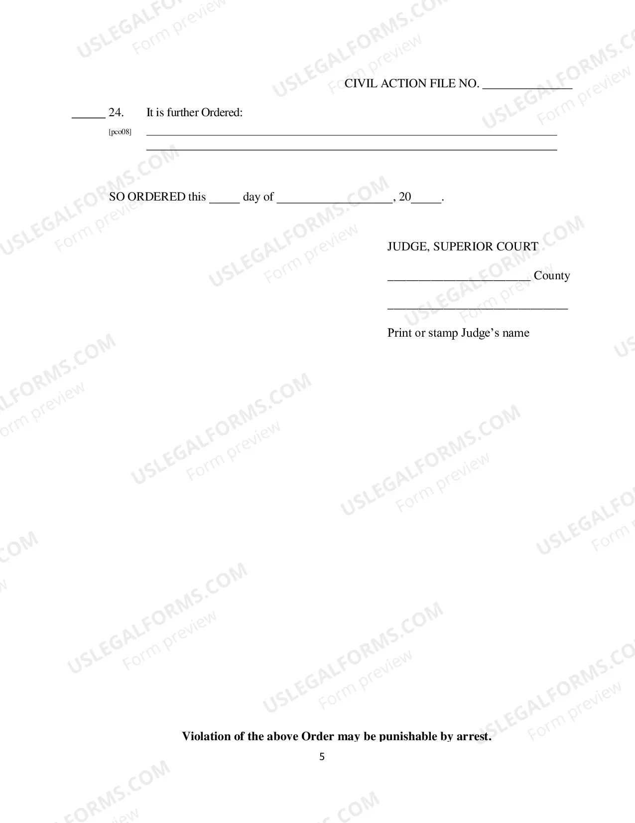 Preview Family Violence Ex Parte Protective Order