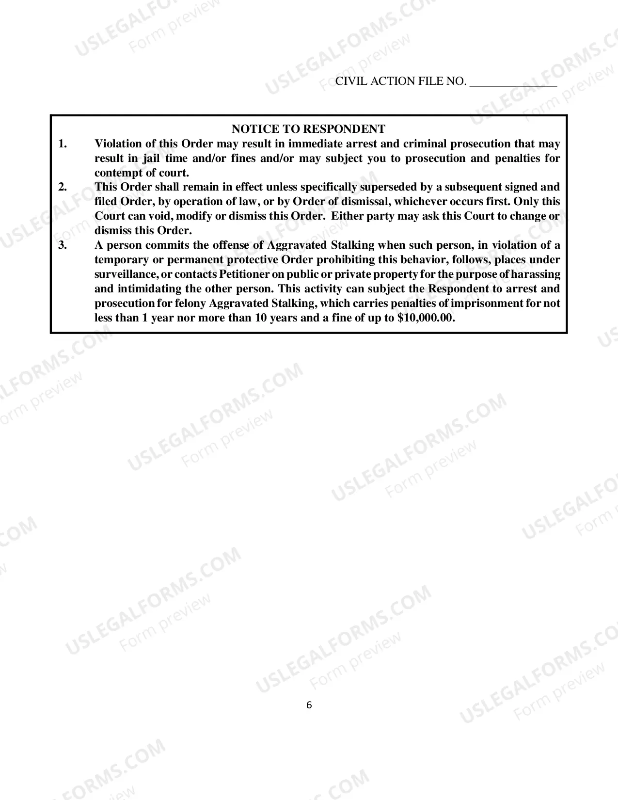 Preview Family Violence Ex Parte Protective Order