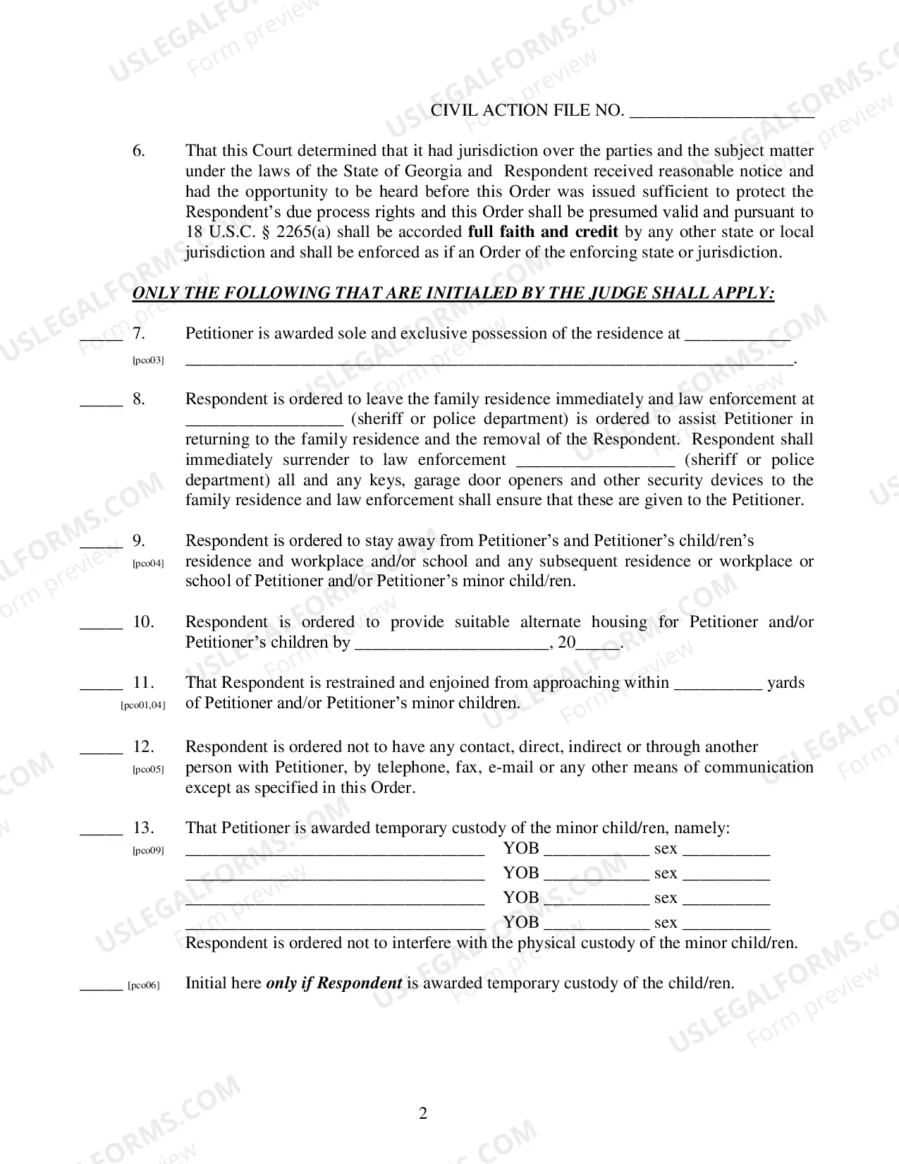 Preview Family Violence Twelve Month Protective Order