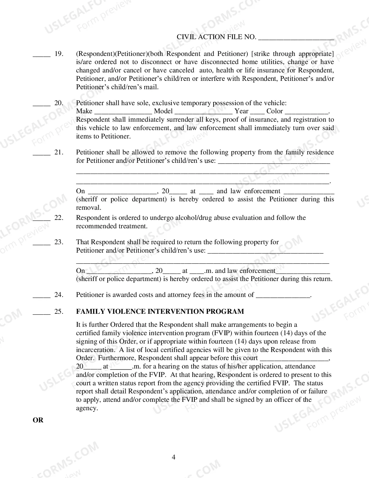 Preview Family Violence Twelve Month Protective Order
