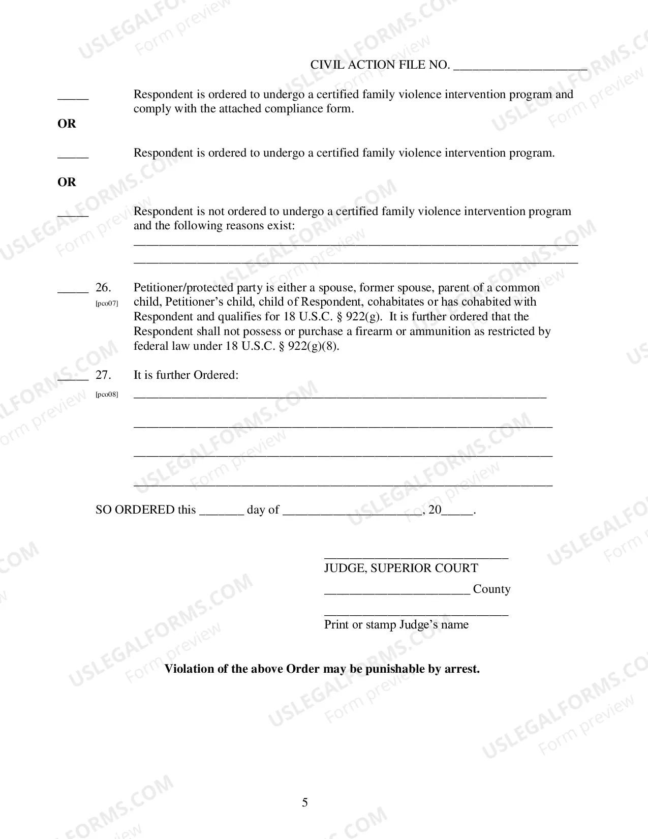 Preview Family Violence Twelve Month Protective Order