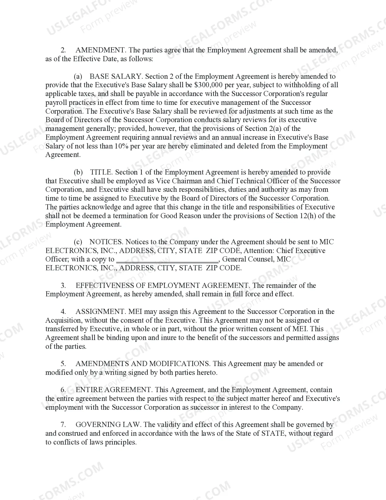 Preview Employment Agreement Assumption and Amendment