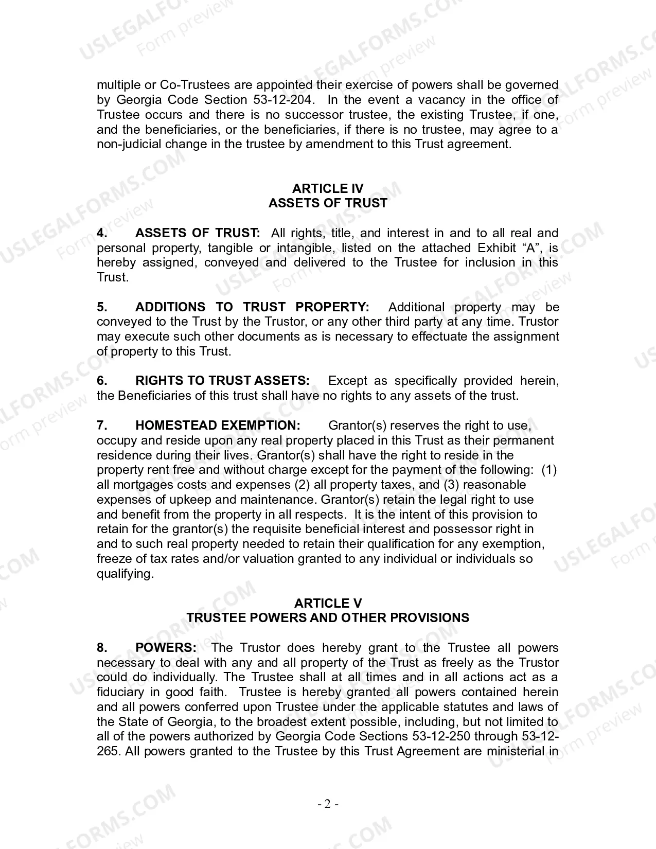 Preview Revocable Living Trust for Husband and Wife with No Children