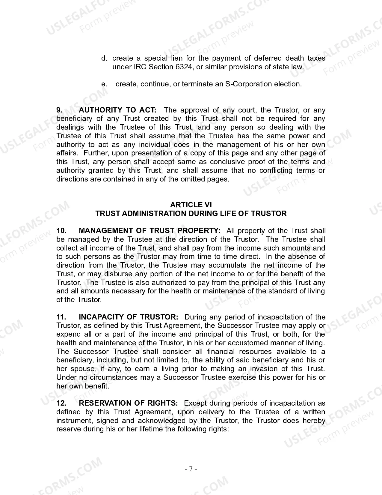 Preview Revocable Living Trust for Husband and Wife with No Children