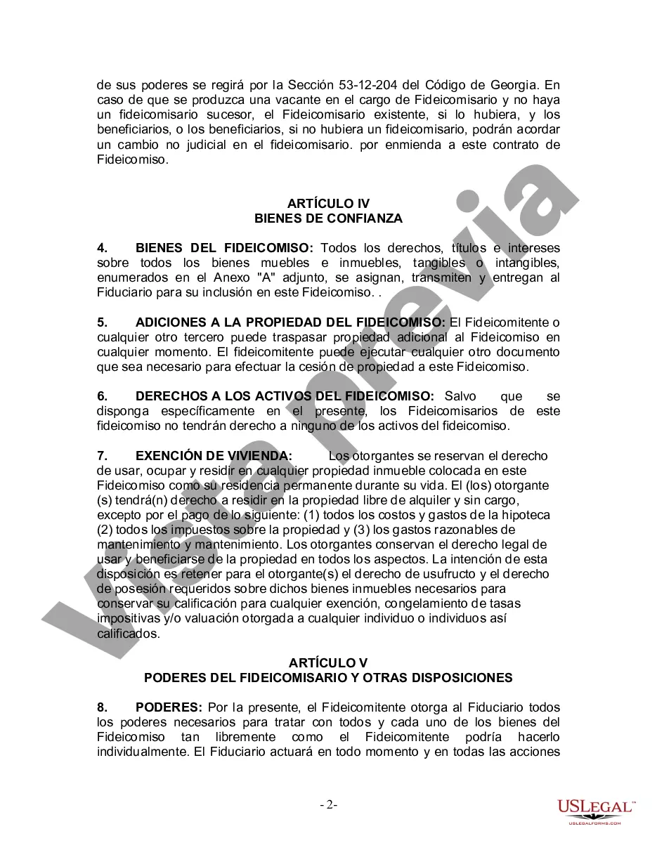 Preview Fideicomiso en Vida para Individuos Solteros, Divorciados o Viudos (o Viudos) sin Hijos