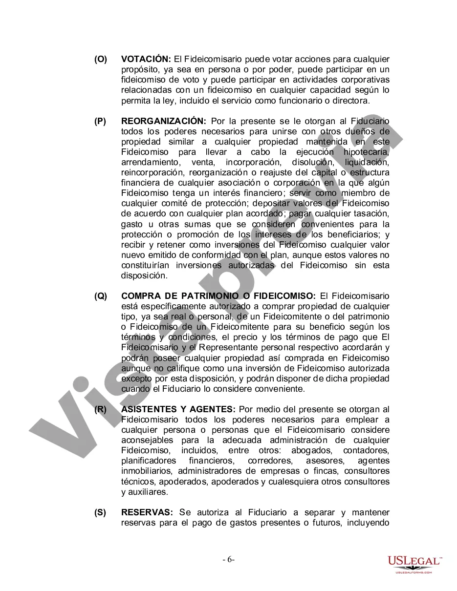Preview Fideicomiso en Vida para Individuos Solteros, Divorciados o Viudos (o Viudos) sin Hijos