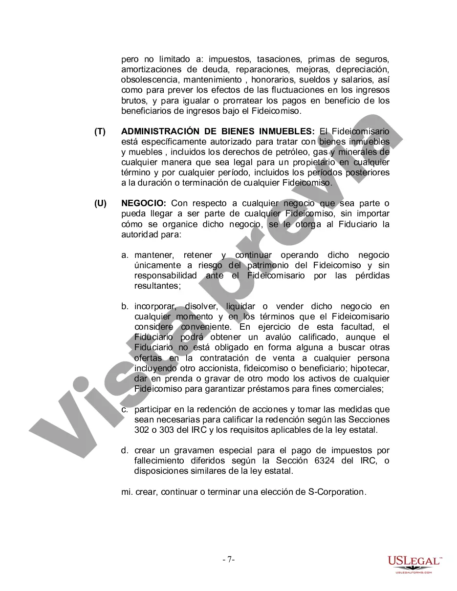 Preview Fideicomiso en Vida para Individuos Solteros, Divorciados o Viudos (o Viudos) sin Hijos
