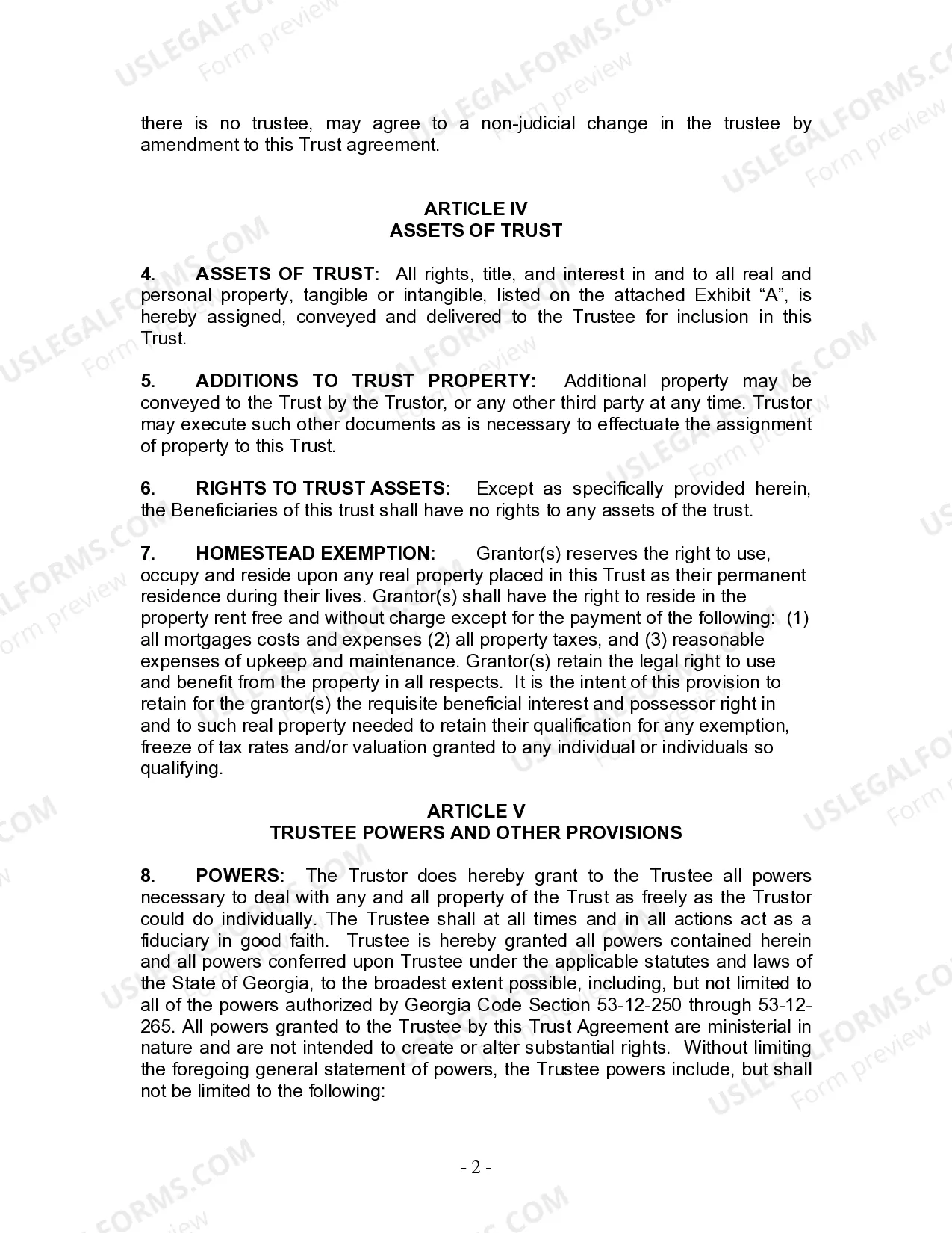 Preview Living Trust for Individual Who is Single, Divorced or Widow (or Widower) with No Children