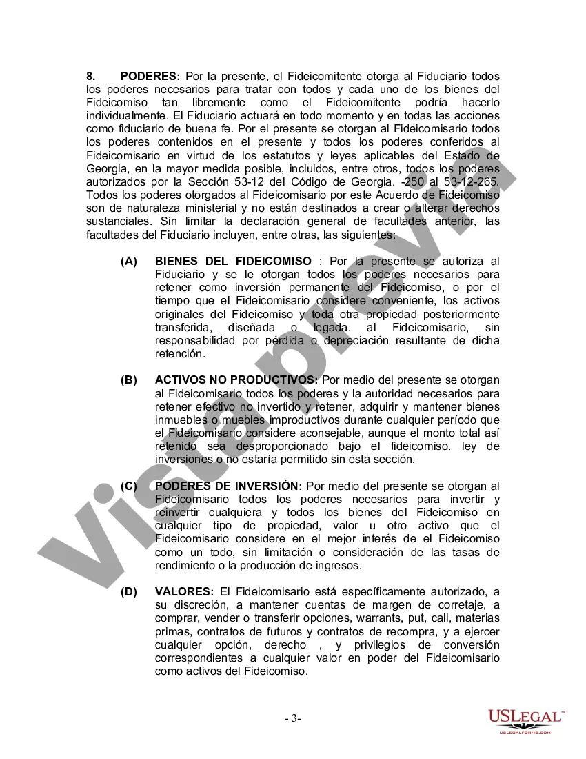 Preview Fideicomiso en Vida para Individuo Soltero, Divorciado o Viudo (o Viudo) con Hijos