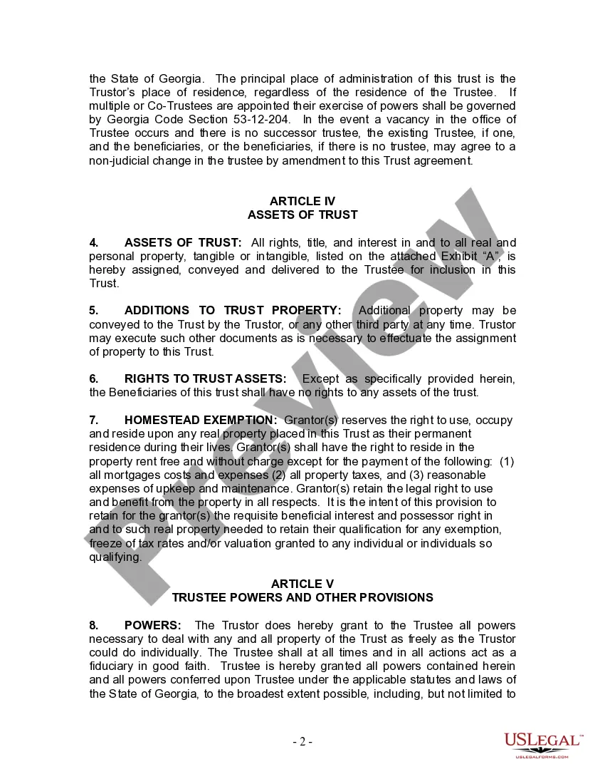 Preview Living Trust for Husband and Wife with Minor and or Adult Children