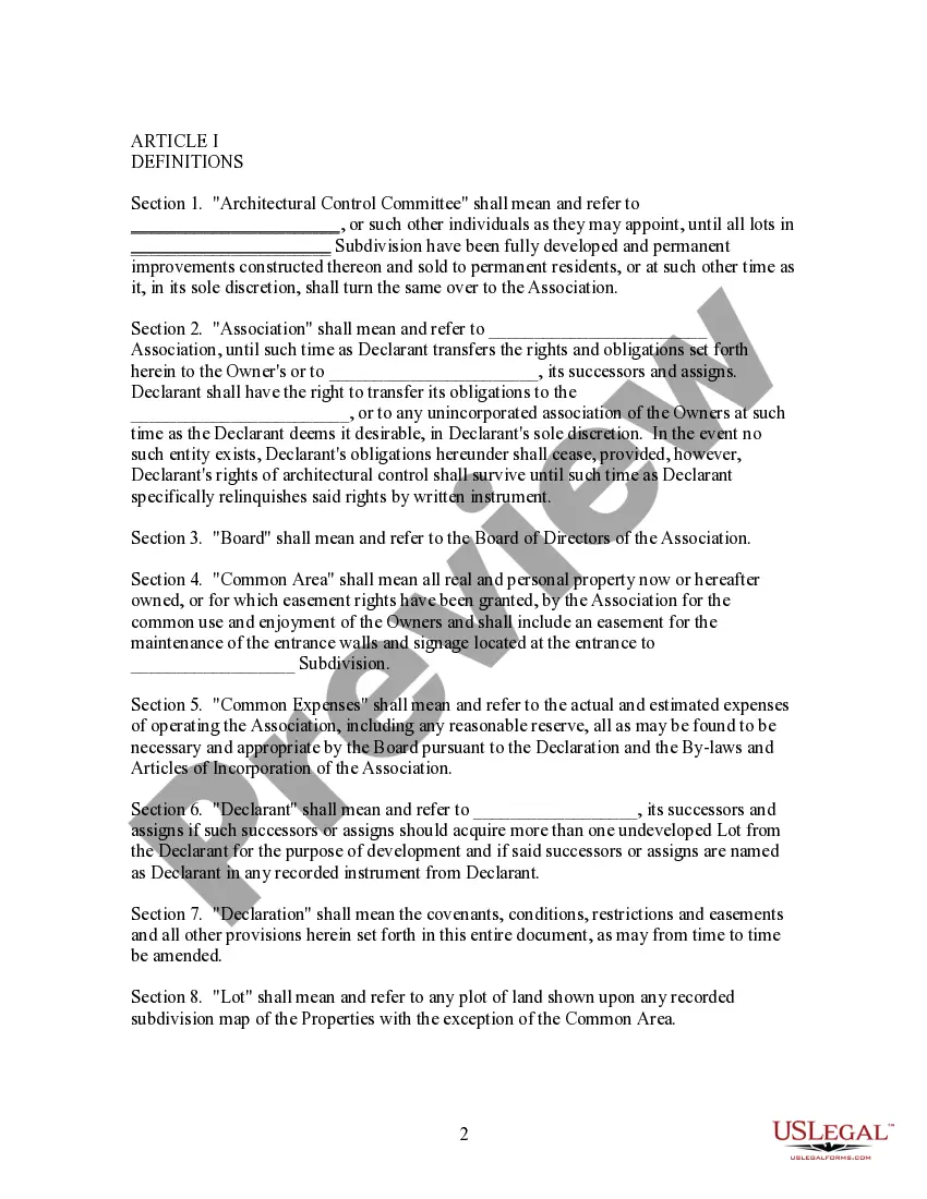 Get Declaration of Covenants, Conditions, Restrictions and Easements for a Subdivision Preview Declaration of Covenants, Conditions, Restrictions and Easements for a Subdivision