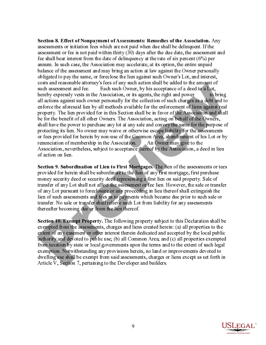 Preview Declaration of Covenants, Conditions, Restrictions and Easements for a Subdivision - Alternate Form