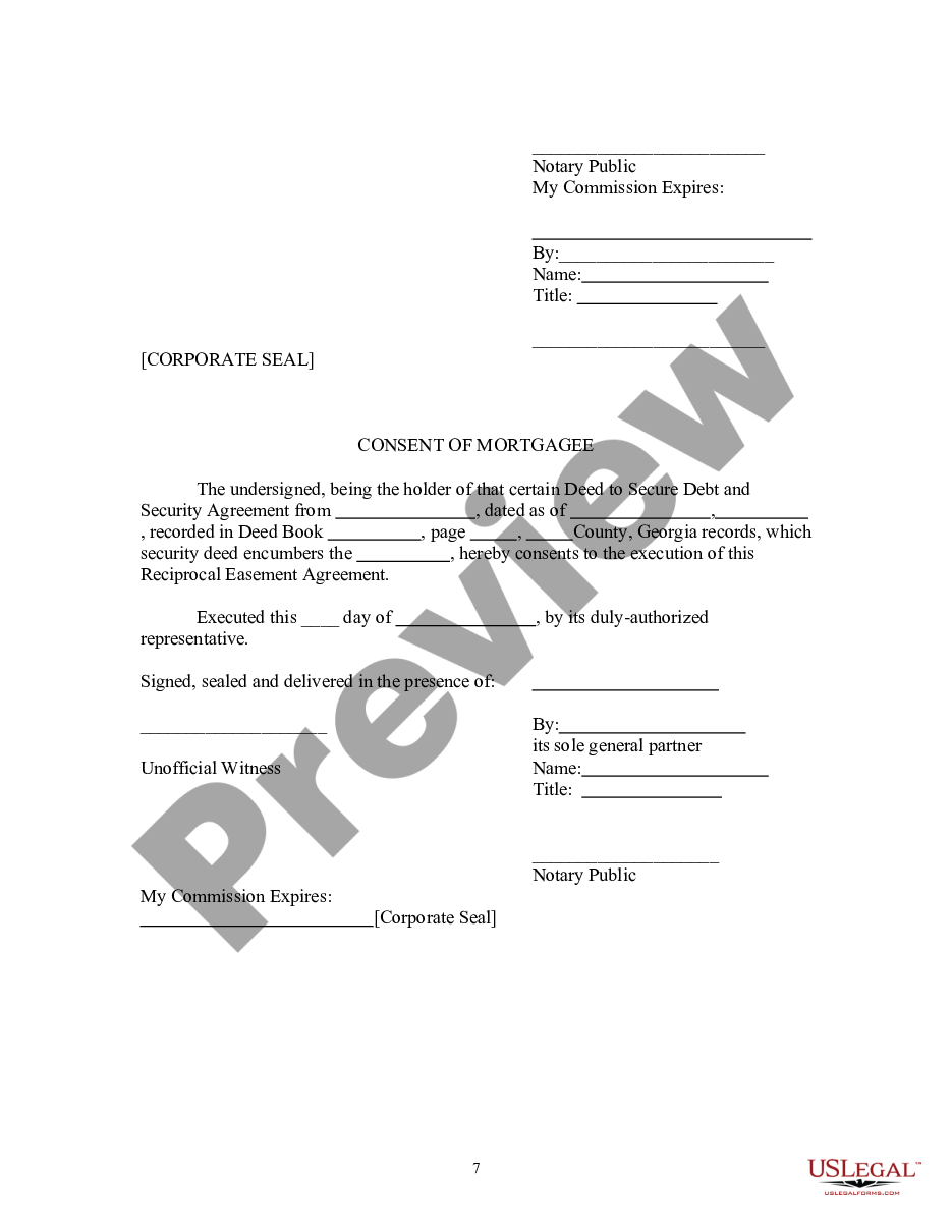 Reciprocal Easement Agreement Template With Notary US Legal Forms