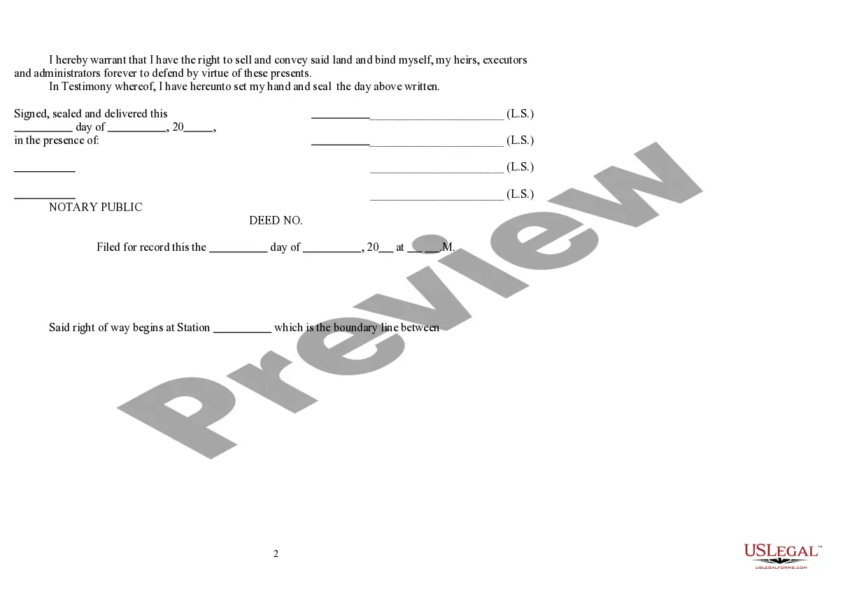 Preview Rural Post Roads - Right of Way Deed