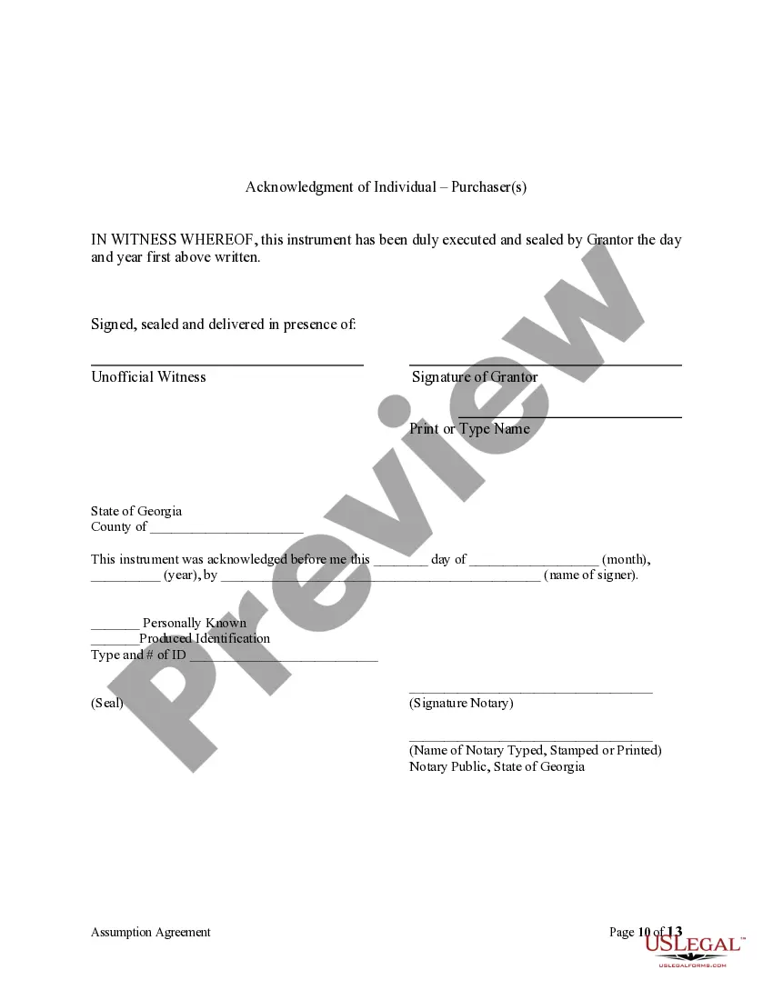 Preview Assumption Agreement of Security Deed and Release of Original Mortgagors