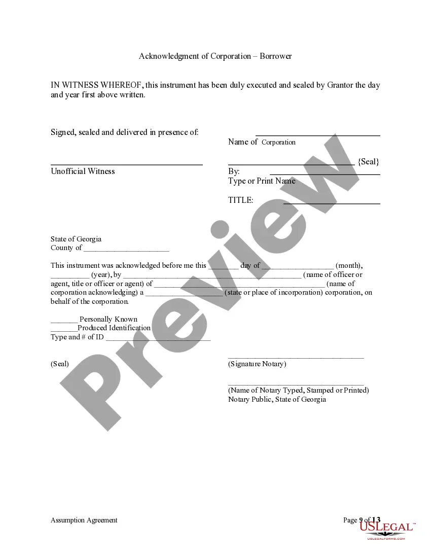 Preview Assumption Agreement of Security Deed and Release of Original Mortgagors