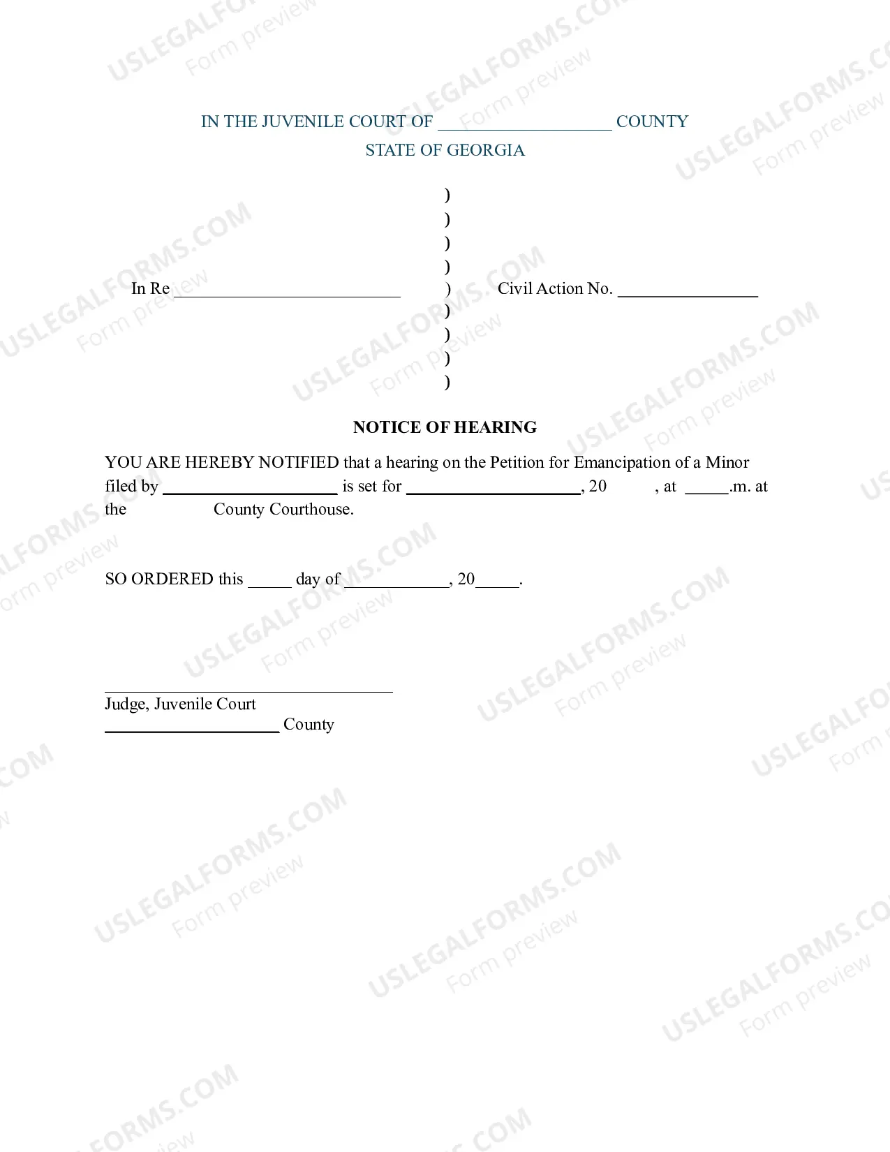 Preview Notice of Hearing