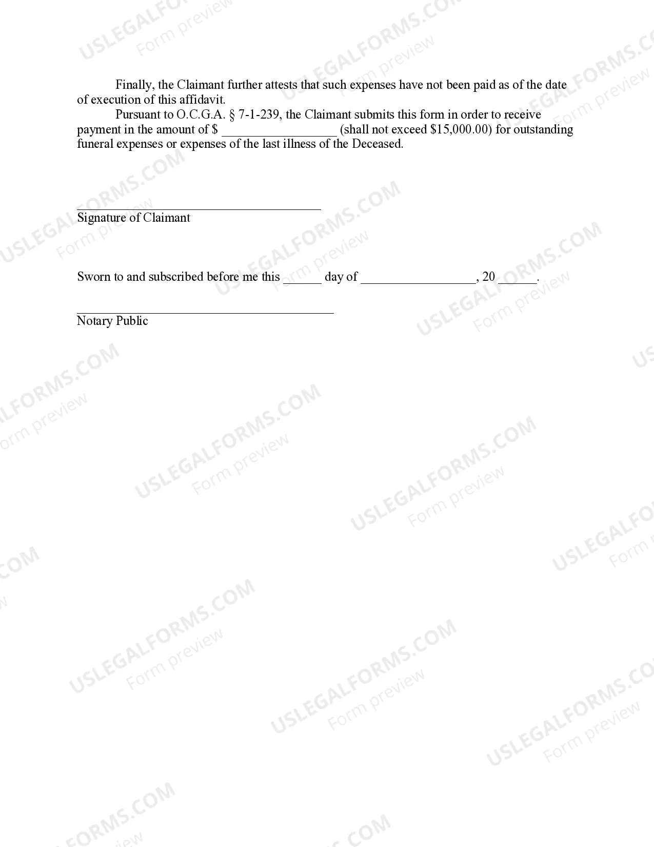 Preview Banking Affidavit of Surviving Relative - Intestate Estate