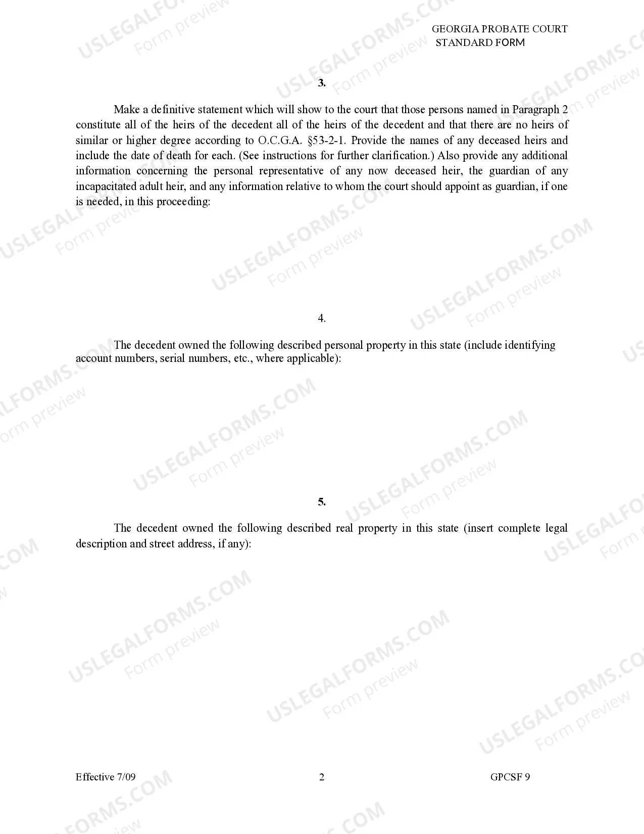 Preview Petition for Order Declaring No Administration Necessary
