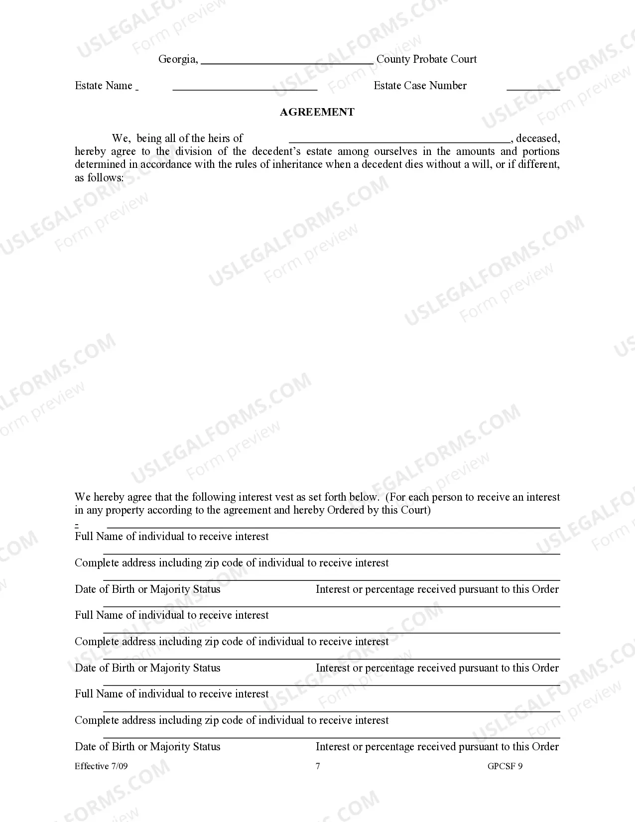 Preview Petition for Order Declaring No Administration Necessary