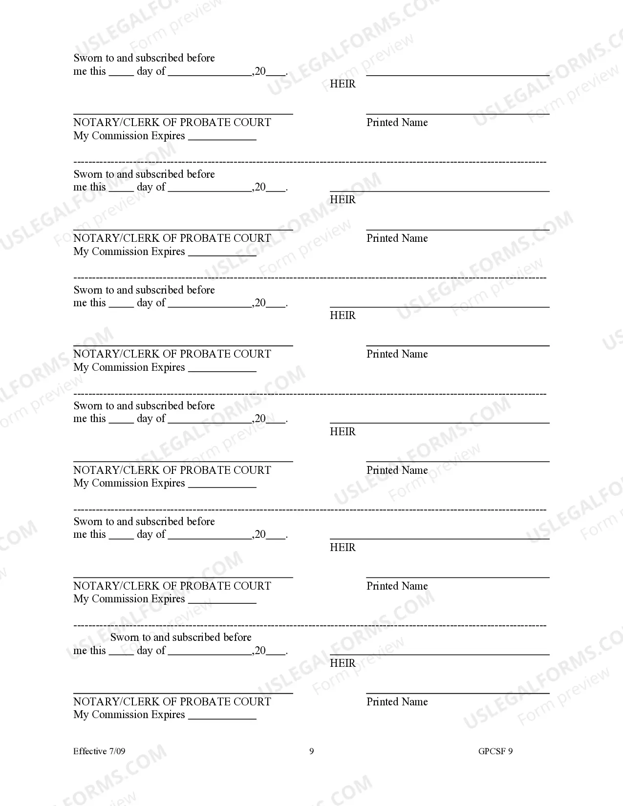Preview Petition for Order Declaring No Administration Necessary