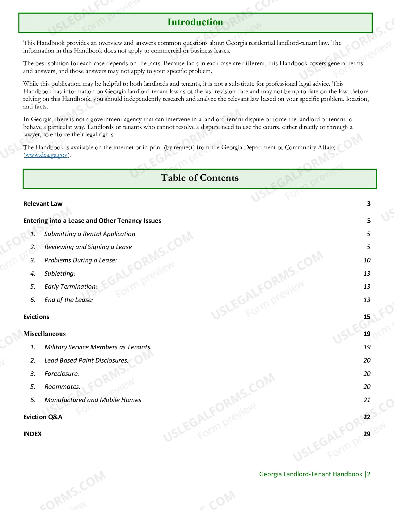 Preview Georgia Landlord and Tenant Handbook