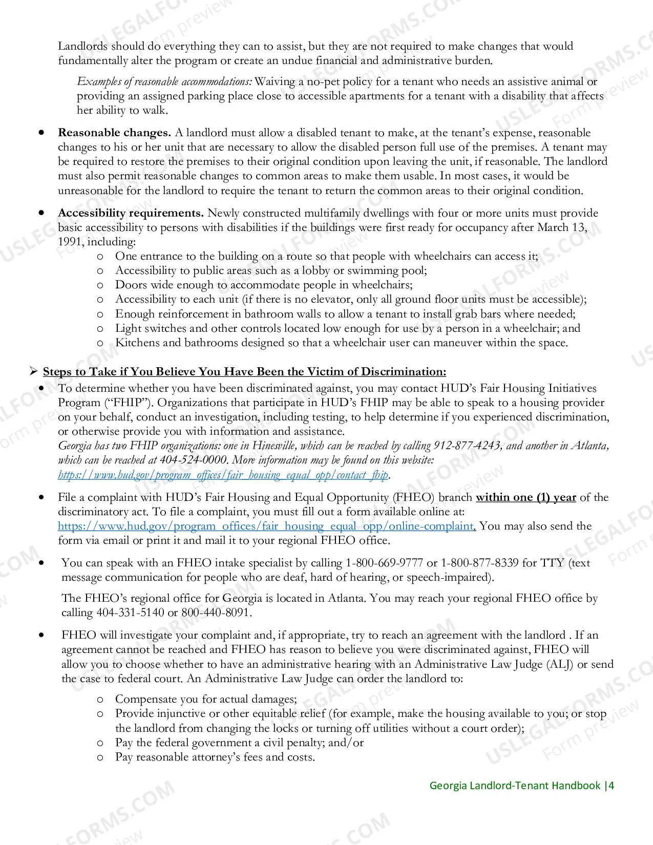 Preview Georgia Landlord and Tenant Handbook