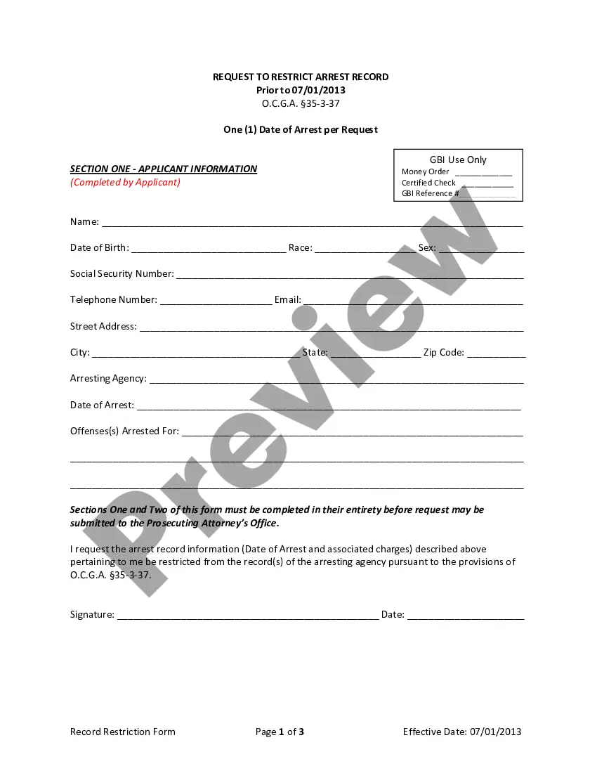 Get Request to Expunge Arrest Record Preview Request to Expunge Arrest Record