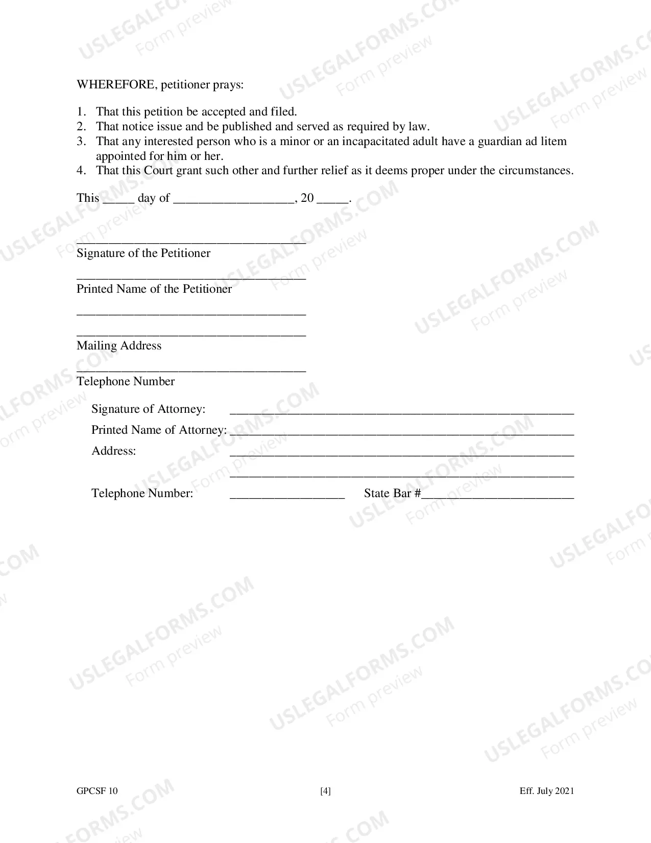 Preview Petition for Year's Support
