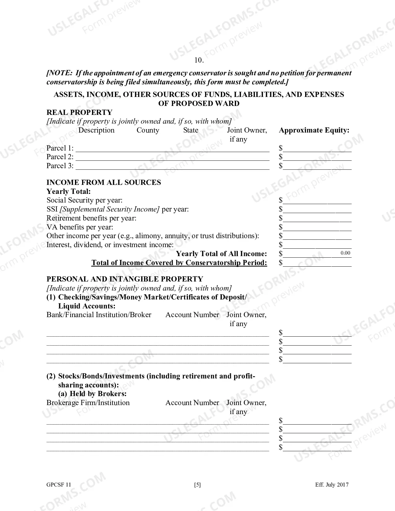 Preview Petition for the Appointment of an Emergency Guardianship for a Proposed Ward