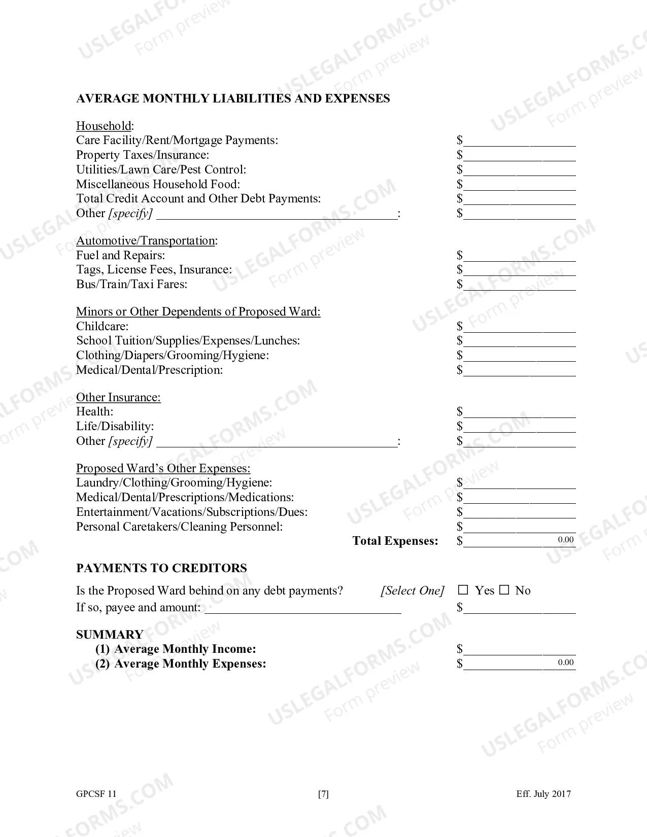 Preview Petition for the Appointment of an Emergency Guardianship for a Proposed Ward