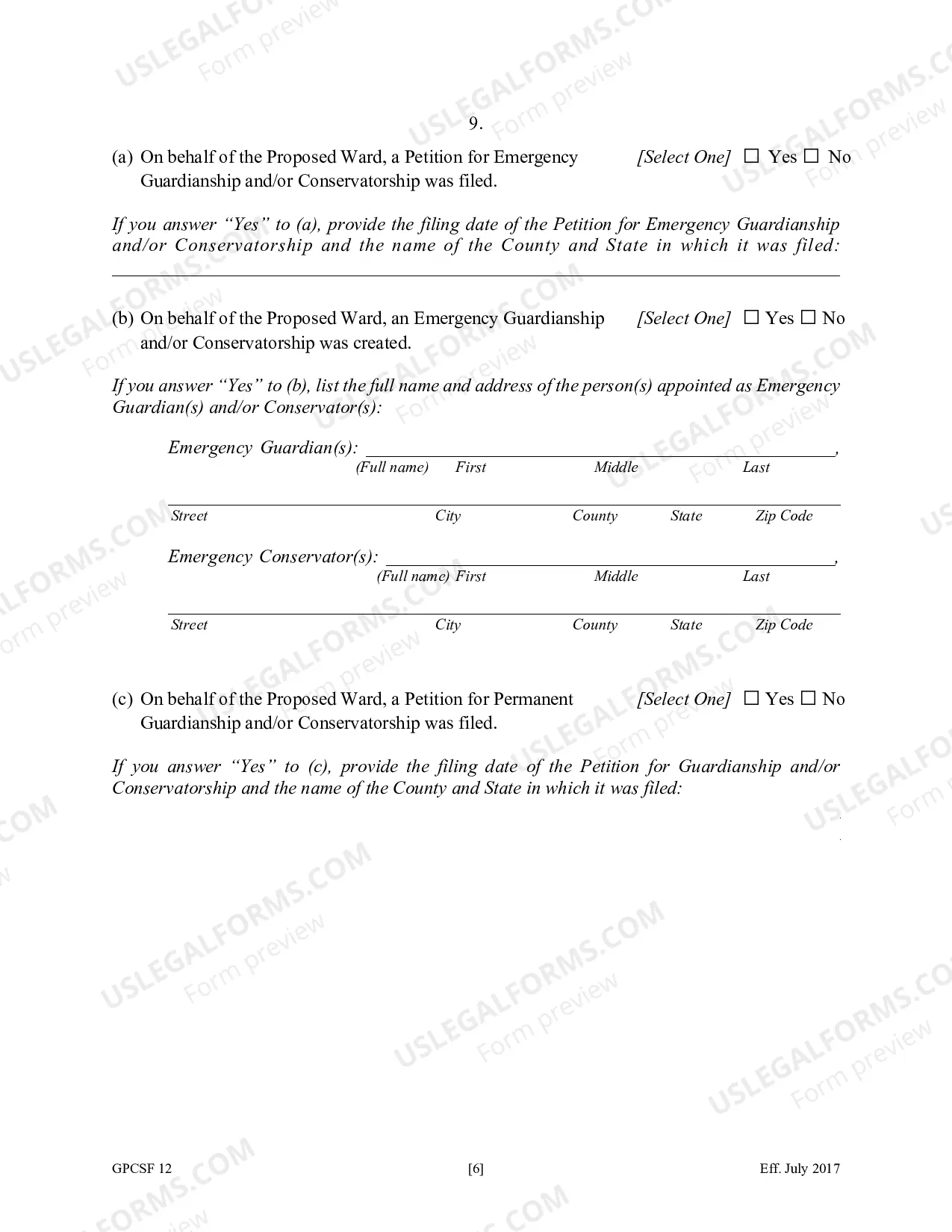 Preview Petition for the Appointment of Guardian or Conservator for Proposed Ward