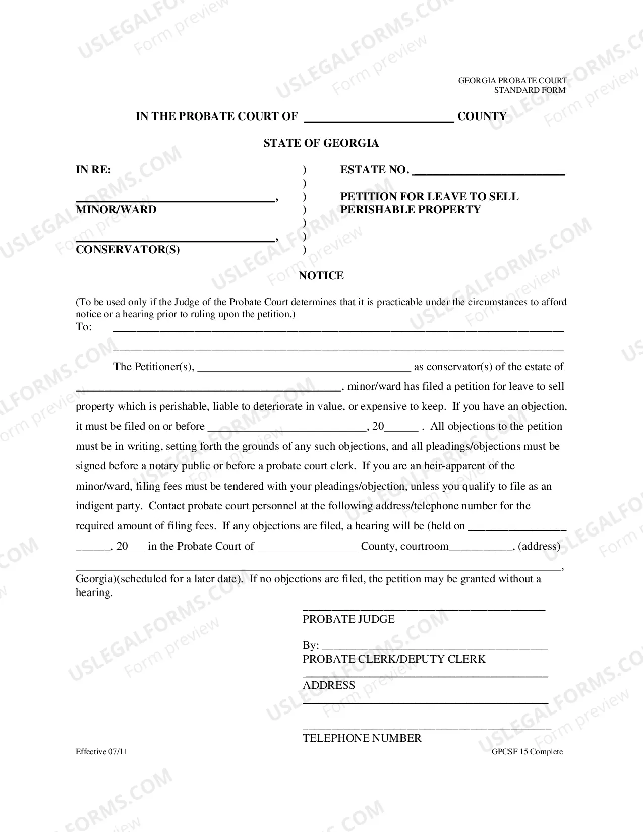 Preview Petition for Leave to Sell Perishable Property