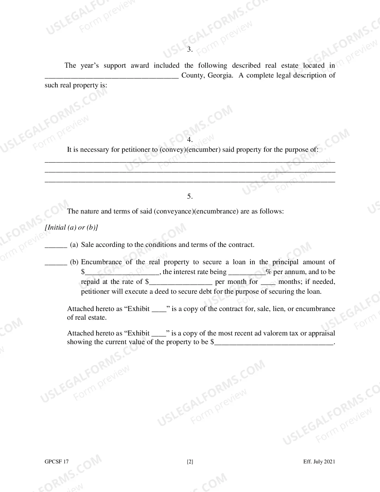 Preview Petition for Leave to Convey or Encumber Property Previously Set Aside as Year's Support